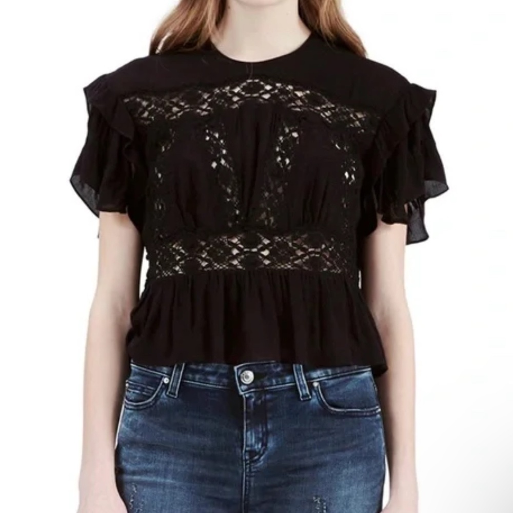 IRO Black Lucey Top Size 34 EU $380
